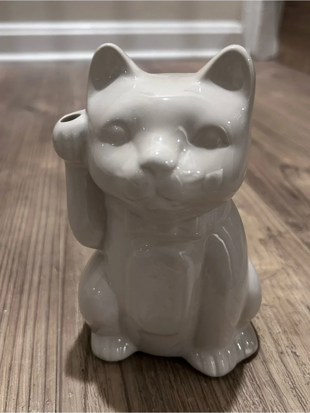 Vintage Benihana Maneki Neko Ceramic Lucky Cat Glass Tiki Cup W/ Straw Hole
